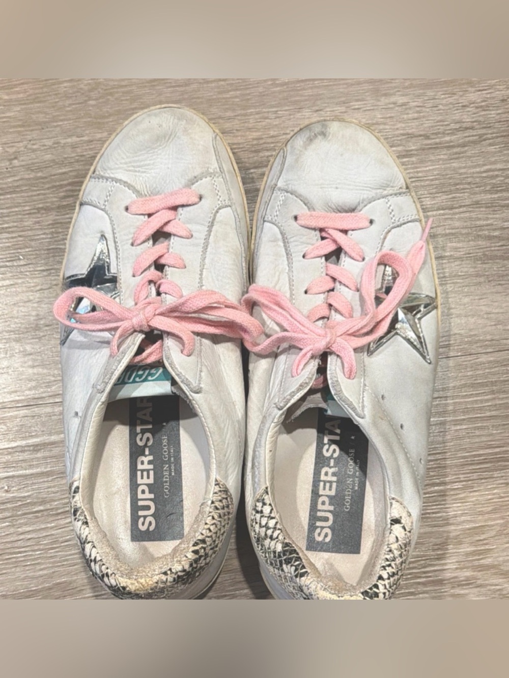 Golden Goose Super-Star Leather Sneakers White Pink Low Top Size 8